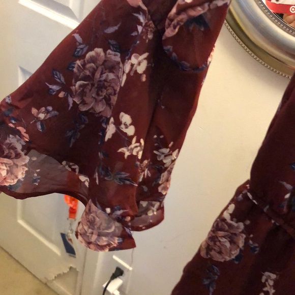 Maroon Rue21 Floral Romper - Picture 4 of 4
